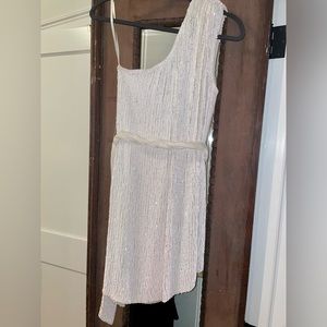 Retrofête Ella One-Shoulder Sequin Dress. White. Size M. True to size. Worn once